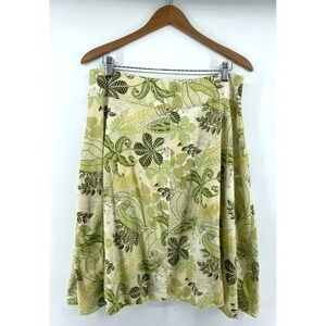 Vintage Norton McNaughton Skirt Size 14 90's Paisley Floral Cottage Boho Green